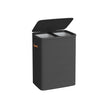 Laundry Basket – Polyester – Ink Black – Dual Compartment with Removable Liners and Lid