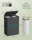 Laundry Basket – Polyester – Ink Black – Dual Compartment with Removable Liners and Lid