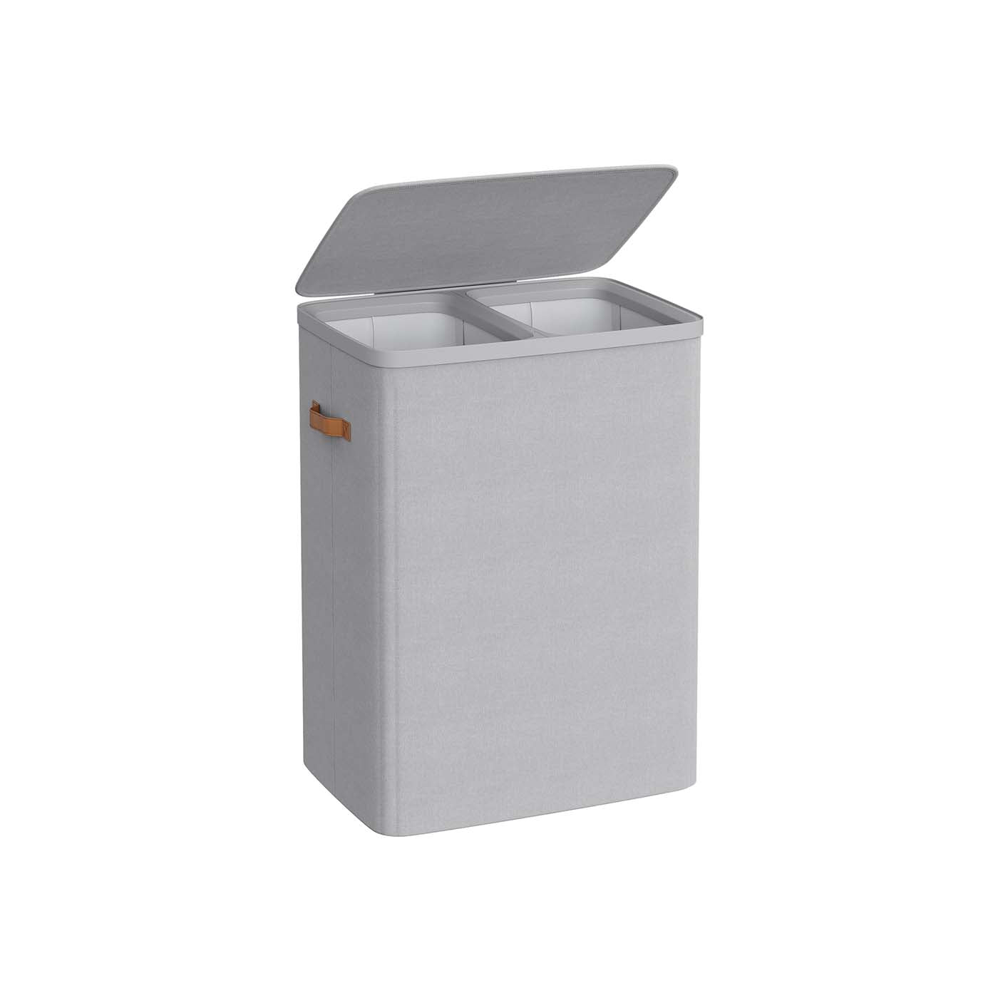 Laundry Basket – Polyester – Ink Black – Dual Compartment with Removable Liners and Lid