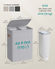 Laundry Basket – Polyester – Ink Black – Dual Compartment with Removable Liners and Lid