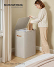 Laundry Basket – Polyester – Ink Black – Dual Compartment with Removable Liners and Lid
