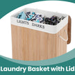 Bamboo Laundry Hamper – Natural – Two-Section with Detachable Liner and Handles