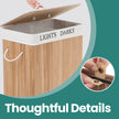 Bamboo Laundry Hamper – Natural – Two-Section with Detachable Liner and Handles