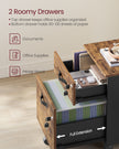 Rolling Filing Cabinet – Wood – Rustic Brown and Ink Black – Lockable with 2 Drawers and Adjustable Hanging Rails