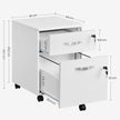 Lockable File Cabinet – Wood – White – 2 Drawers with Wheels and Adjustable Hanging Rails
