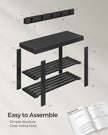 Coat Rack and Shoe Bench Set – Bamboo and Metal – Ink Black – Multifunctional with 5 Hooks and 3-Tier Storage
