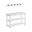 Coat Rack and Shoe Bench Set – Bamboo – Cloud White – Multifunctional with 5 Double Hooks and 3-Tier Storage