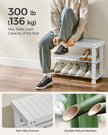 Coat Rack and Shoe Bench Set – Bamboo – Cloud White – Multifunctional with 5 Double Hooks and 3-Tier Storage