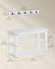 Coat Rack and Shoe Bench Set – Bamboo – Cloud White – Multifunctional with 5 Double Hooks and 3-Tier Storage