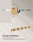 Wall-Mounted Coat Rack – Metal and Wood – Natural Beige – 5 Double Hooks and Shelf, Space-Saving Design