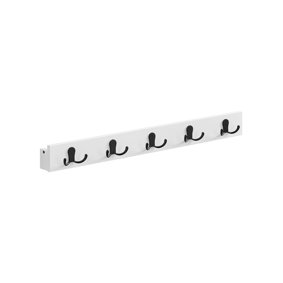 Wall-Mounted Coat Rack – Metal & Wood – Cloud White – 5 Double Hooks with Shelf, Space-Saving Design