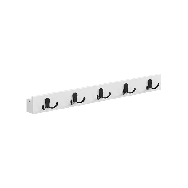Wall-Mounted Coat Rack – Metal & Wood – Cloud White – 5 Double Hooks with Shelf, Space-Saving Design