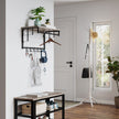 Wall-Mounted Coat Rack – Metal and Wood – Greige and Black – Industrial Design with Storage Shelf and 5 Hooks