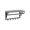Wall-Mounted Coat Rack – Metal and Wood – Greige and Black – Industrial Design with Storage Shelf and 5 Hooks