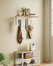 Wall-Mounted Coat Rack – Engineered Wood – Golden Oak and Cloud White – Industrial Design with Storage Shelf and 5 Hooks