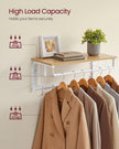 Wall-Mounted Coat Rack – Engineered Wood – Golden Oak and Cloud White – Industrial Design with Storage Shelf and 5 Hooks