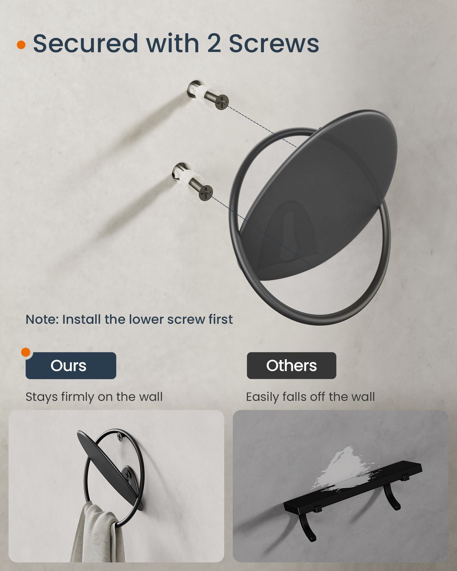 Set of Egg Shaped Wall Hooks – Metal – Ink Black – Holds up to 5 kg