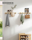 Wall-Mounted Coat Rack Set – Natural Wood – Beige – 5 Double Hooks with Shelf, Space-Saving Design