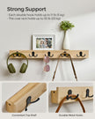 Wall-Mounted Coat Rack Set – Natural Wood – Beige – 5 Double Hooks with Shelf, Space-Saving Design