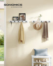 Set of 2 Wall-Mounted Coat Racks – Metal and Wood – Cloud White – Space-Saving Design with Shelf and 5 Double Hooks