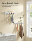 Set of 2 Wall-Mounted Coat Racks – Metal and Wood – Cloud White – Space-Saving Design with Shelf and 5 Double Hooks