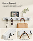 Set of 2 Wall-Mounted Coat Racks – Metal and Wood – Cloud White – Space-Saving Design with Shelf and 5 Double Hooks