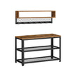 Coat Rack and Shoe Bench Set – Wood – Rustic Brown – Multifunctional Hallway Furniture with 2-Tier Shoe Rack and Dot Coat Hooks