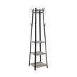 Coat Stand – Steel – Greige and Black – 3 Shelves with Hooks for Scarves, Bags, and Umbrellas