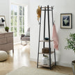 Coat Stand – Steel – Greige and Black – 3 Shelves with Hooks for Scarves, Bags, and Umbrellas