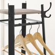 Coat Stand – Steel – Greige and Black – 3 Shelves with Hooks for Scarves, Bags, and Umbrellas
