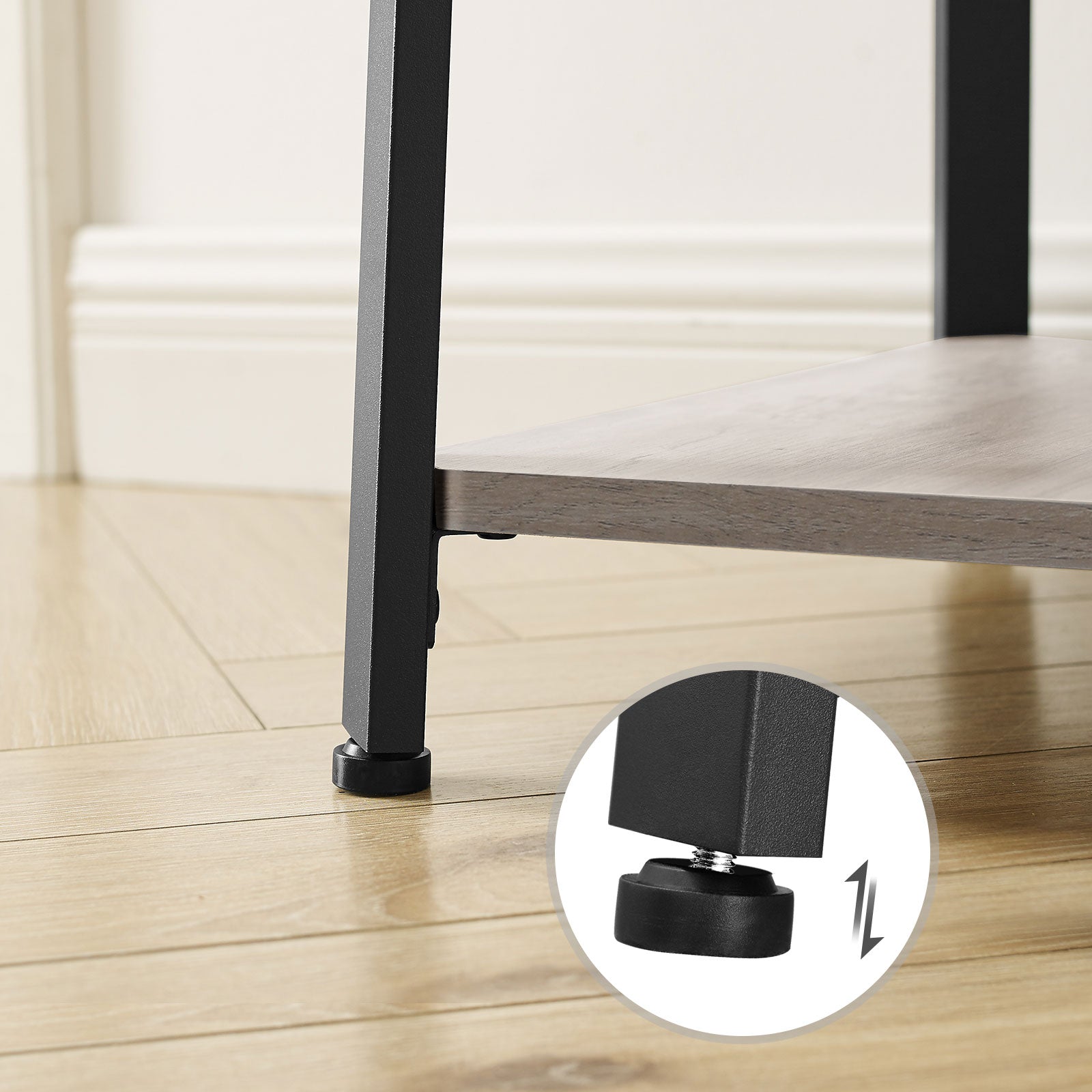 Coat Stand – Steel – Greige and Black – 3 Shelves with Hooks for Scarves, Bags, and Umbrellas