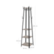 Coat Stand – Steel – Greige and Black – 3 Shelves with Hooks for Scarves, Bags, and Umbrellas
