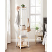Coat Stand – Steel – Greige and Black – Industrial Style with 4 Shelves and Hooks