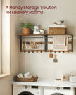 Wall-Mounted Coat Rack – Wood – Rustic Brown/Black – 10 Removable Hooks with Shelf