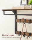 Wall-Mounted Coat Rack – Wood – Rustic Brown/Black – 10 Removable Hooks with Shelf