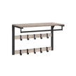 Wall-Mounted Coat Rack – Wood – Greige and Black – 10 Removable Hooks with Shelf