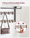 Wall-Mounted Coat Rack – Wood – Greige and Black – 10 Removable Hooks with Shelf