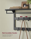 Wall-Mounted Coat Rack – Wood – Charcoal Grey and Ink Black – Includes 10 Removable Hooks and Shelf