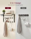 Wall-Mounted Coat Rack – Wood – Rustic White and Ink Black – 10 Removable Hooks with Shelf