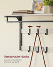 Wall-Mounted Coat Rack – Wood – Rustic White and Ink Black – 10 Removable Hooks with Shelf