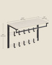 Wall-Mounted Coat Rack – Wood – Rustic White and Ink Black – 10 Removable Hooks with Shelf