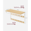 Coat Rack – Wood – Oak and White – Wall Mounted with 10 Removable Hooks and Shelf