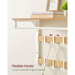 Coat Rack – Wood – Oak and White – Wall Mounted with 10 Removable Hooks and Shelf