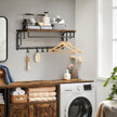 Wall-Mounted Coat Rack – Metal – Industrial Grey – Includes Storage Shelf and 5 Removable Hooks