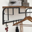 Wall-Mounted Coat Rack – Metal – Industrial Grey – Includes Storage Shelf and 5 Removable Hooks