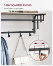 Wall-Mounted Coat Rack – Wood and Metal – Greige and Black – 5 Hooks and Shelf