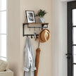 Coat Rack – Wood and Metal – Rustic Brown and Black – 8 Hooks with Shelf