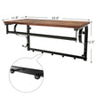 Coat Rack Shelf – Wood and Metal – Rustic Brown and Black – Wall Mounted with 5 Hooks and Hanging Rail