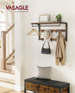 Wall-Mounted Coat Rack – Wood – Rustic Brown and Black – 10 Removable Hooks with Shelf