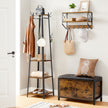 Coat Stand – Metal – Rustic Brown – Industrial Design with Shelves and Hooks